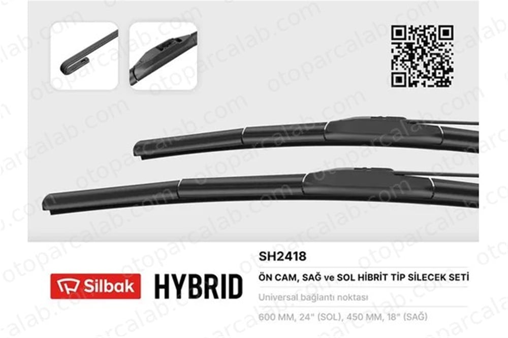 SILBAK SH2418 Silecek Süpürgesi Ön Hybrid Tip 600/450 mm - 24/18 inç OPEL INSIGNIA A INSIGNIA A Sports Tourer 39023142 BHS267330