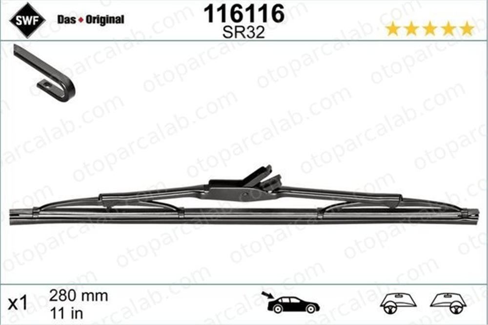 SWF 116116 Silecek Süpürgesi Arka 280 mm - 11 inç SEAT ALTEA XL LEON 1326285 1332162