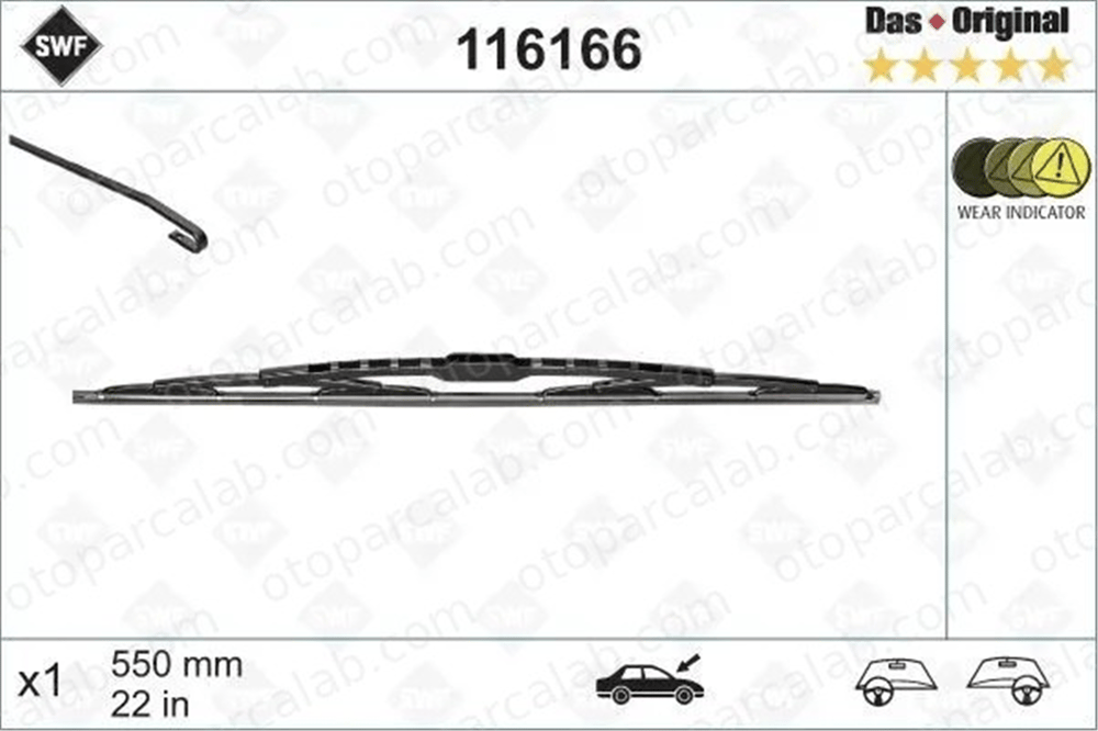SWF 116166 Silecek Süpürgesi Ön 550 mm - 22 inç FORD TRANSIT Panelvan/Van TRANSIT Minibüs/Otobüs 61613427726 95980790