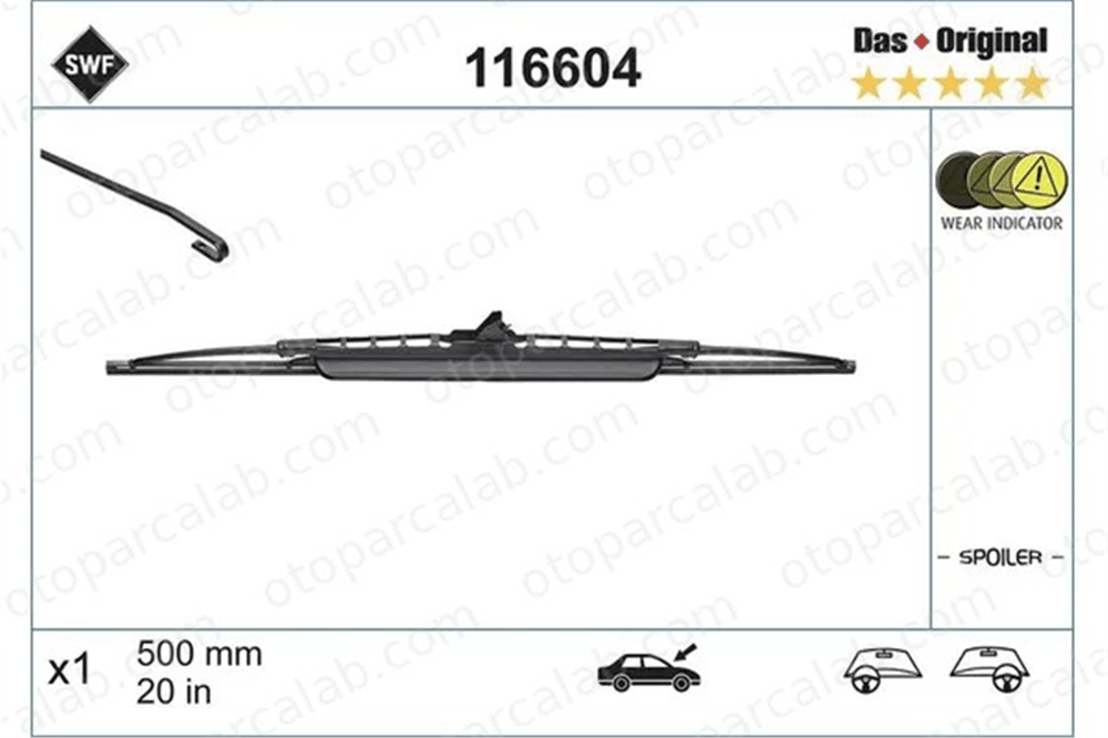 SWF 116604 Silecek Süpürgesi Ön 500 mm - 20 inç BMW 3 RENAULT 21 Sedan 1J0998003