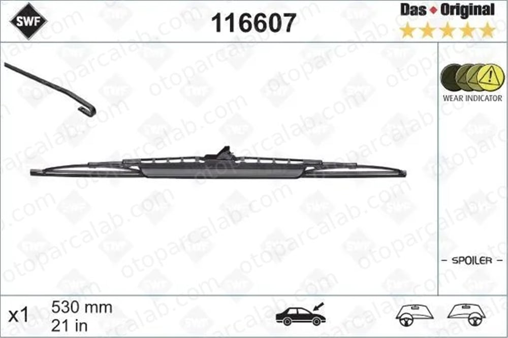 SWF 116607 Silecek Süpürgesi Ön 530 mm - 21 inç SEAT CORDOBA AUDI 100 C3 Avant 3A1955425 3A1955427