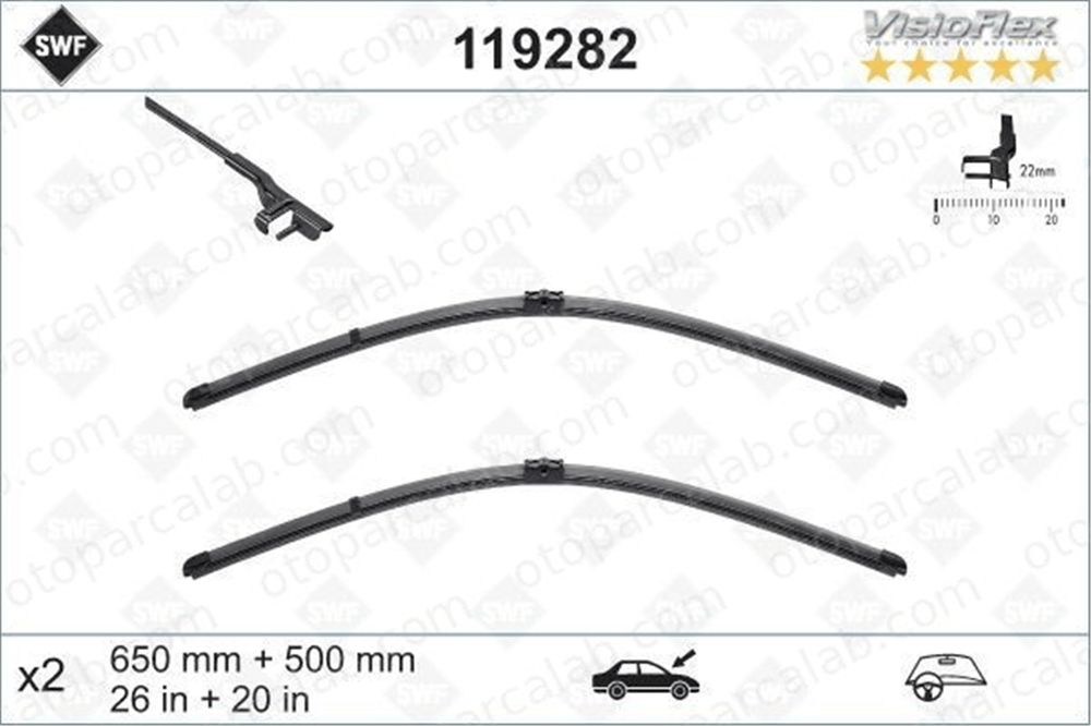 SWF 119282 Silecek Süpürgesi Ön 650/500 mm - 26/20 inç BMW X3 X4 61612183576 2183576