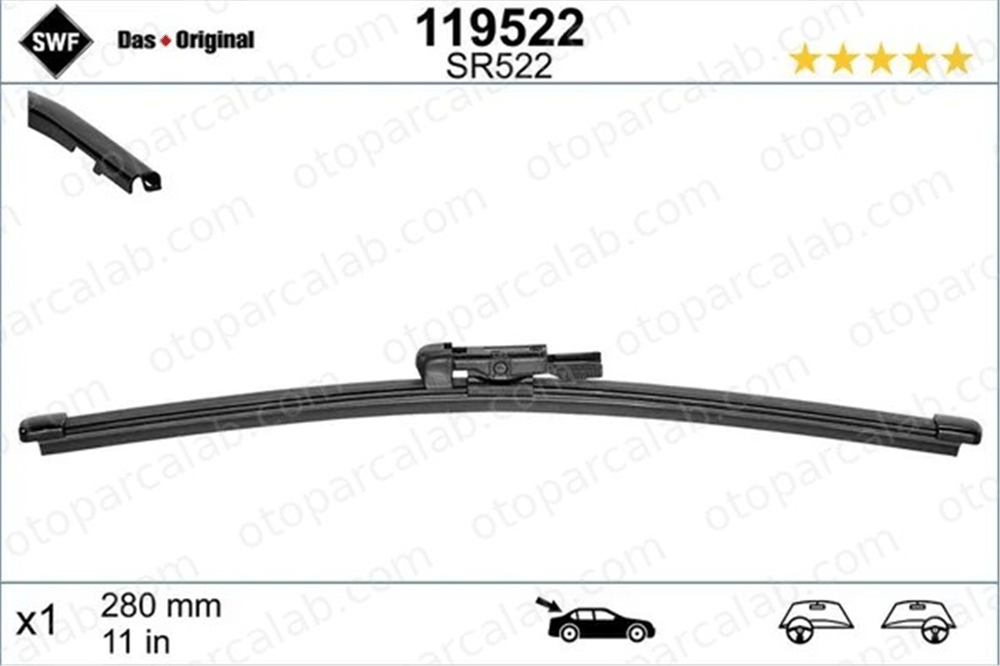 SWF 119522 Silecek Süpürgesi Arka 280 mm - 11 inç BMW 1 MERCEDES-BENZ E-SERISI T-Model 61627138508 36625