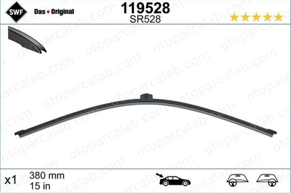 SWF 119528 Silecek Süpürgesi Arka 380 mm - 15 inç AUDI A4 B9 Avant Q7 7P6955427 80A955425