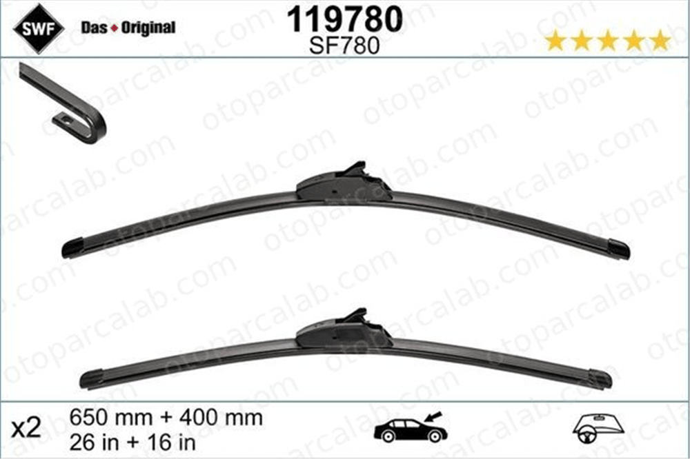 SWF 119780 Silecek Süpürgesi Ön 650/400 mm - 26/16 inç PEUGEOT 206 Hatchback HYUNDAI TUCSON 76620SWAG11 76630SWAA01