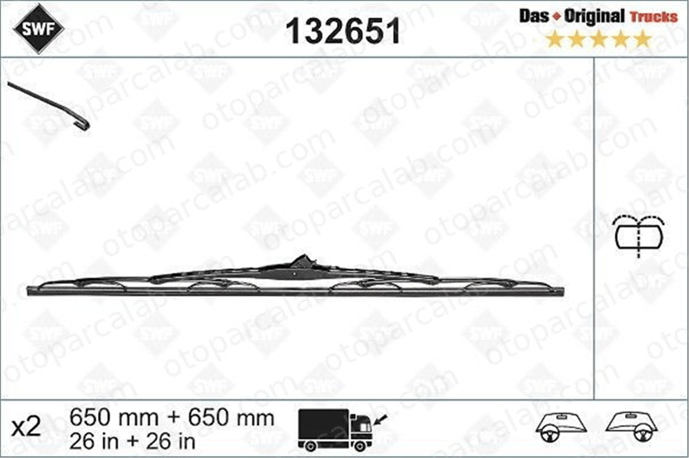 SWF 132651 Silecek Süpürgesi Ön 650/650 mm - 26/26 inç FORD TRANSIT Panelvan/Van TRANSIT Platform şasi 7421460367