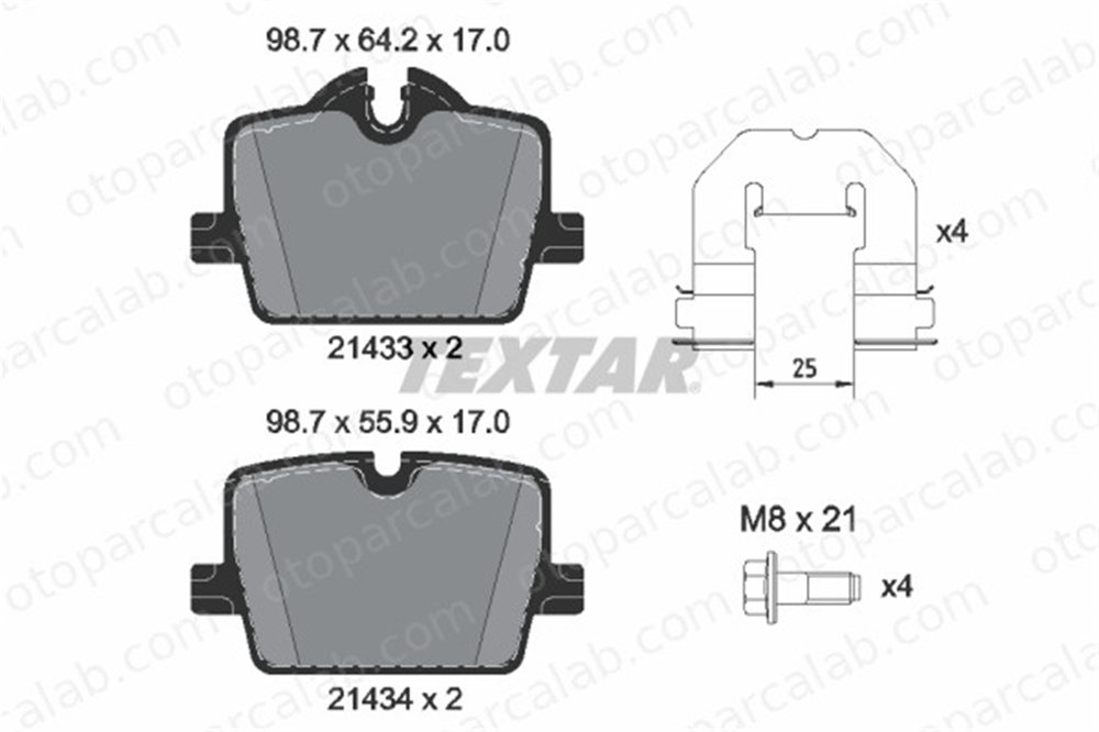 TEXTAR 2143301 Fren Disk Balata Ön BMW 3 3 Touring 34206888831 34206888832