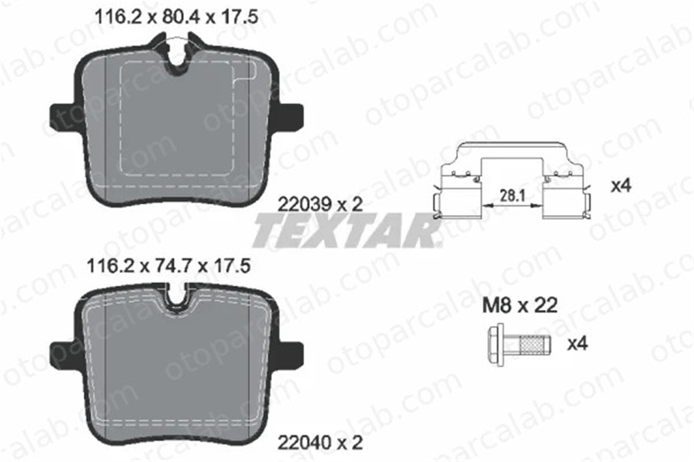 TEXTAR 2203901 Fren Disk Balata Arka BMW X5 8 Coupe 34217991043 34207883269