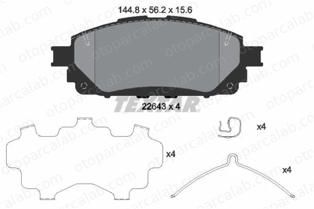 TEXTAR 2264301 Fren Disk Balata Ön TOYOTA HILUX VIII Pick-up 2264301 44650K380