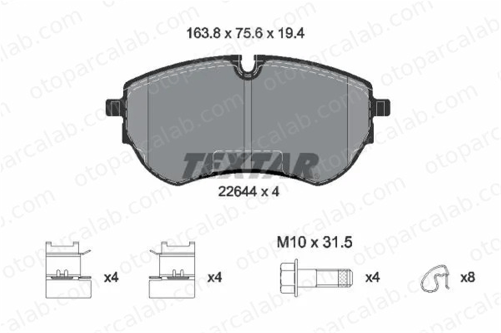 TEXTAR 2264401 Fren Disk Balata Ön VW AMAROK AMAROK Platform şasi 2H6698151A 2H6698151