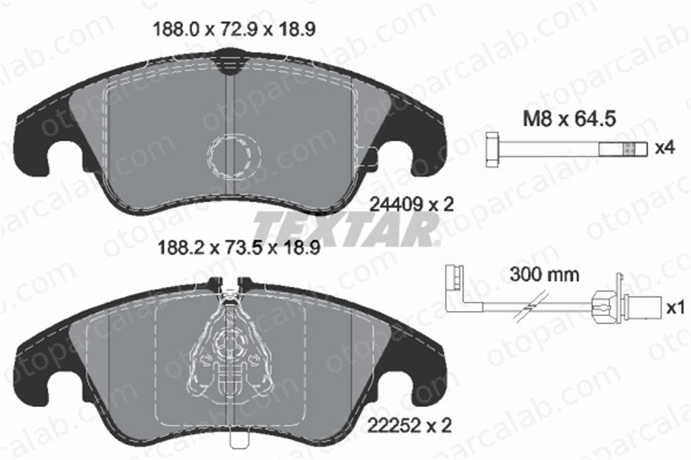 TEXTAR 2440903 Fren Disk Balata Ön AUDI A6 C7 A7 Sportback 8K0698151D 4G0698151