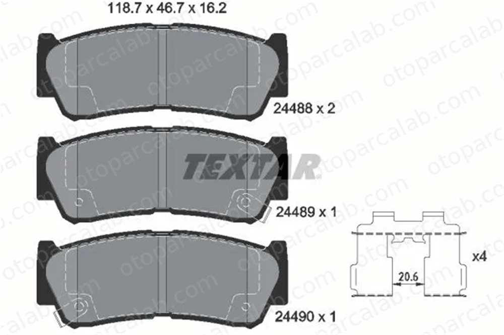 TEXTAR 2448801 Fren Disk Balata Ön HYUNDAI H-1 / STAREX Minibüs/Otobüs SANTA FÉ II 2448801 583022BA00