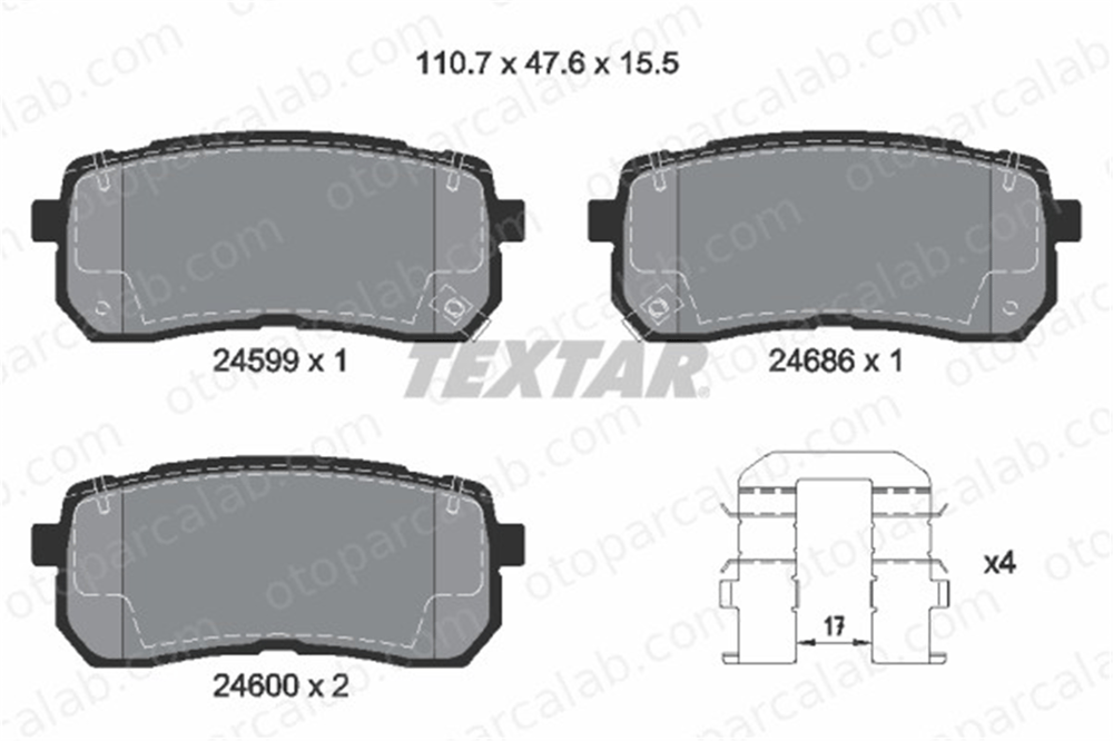 TEXTAR 2459901 Fren Disk Balata Arka KIA SORENTO III CARNIVAL / GRAND CARNIVAL III 583023JA00 583023JA51