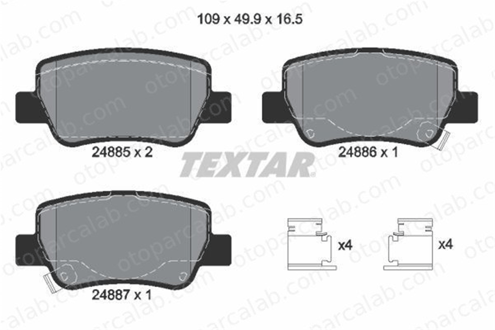 TEXTAR 2488501 Fren Disk Balata Arka TOYOTA AVENSIS Sedan AVENSIS Station wagon 446605040 0446605040