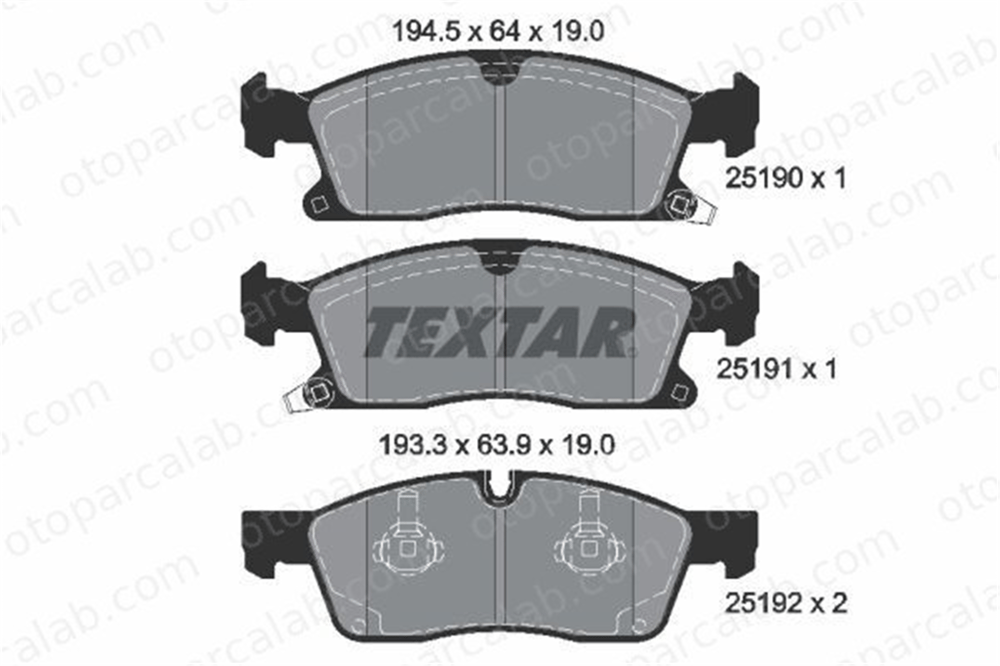 TEXTAR 2519002 Fren Disk Balata Ön JEEP GRAND CHEROKEE IV DODGE DURANGO 68052369AA 2AMV3369AA
