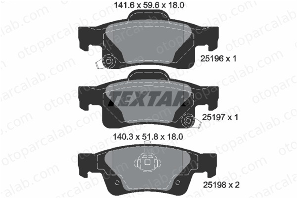 TEXTAR 2519601 Fren Disk Balata Arka JEEP GRAND CHEROKEE IV DODGE DURANGO 68052386AA V2012386AA