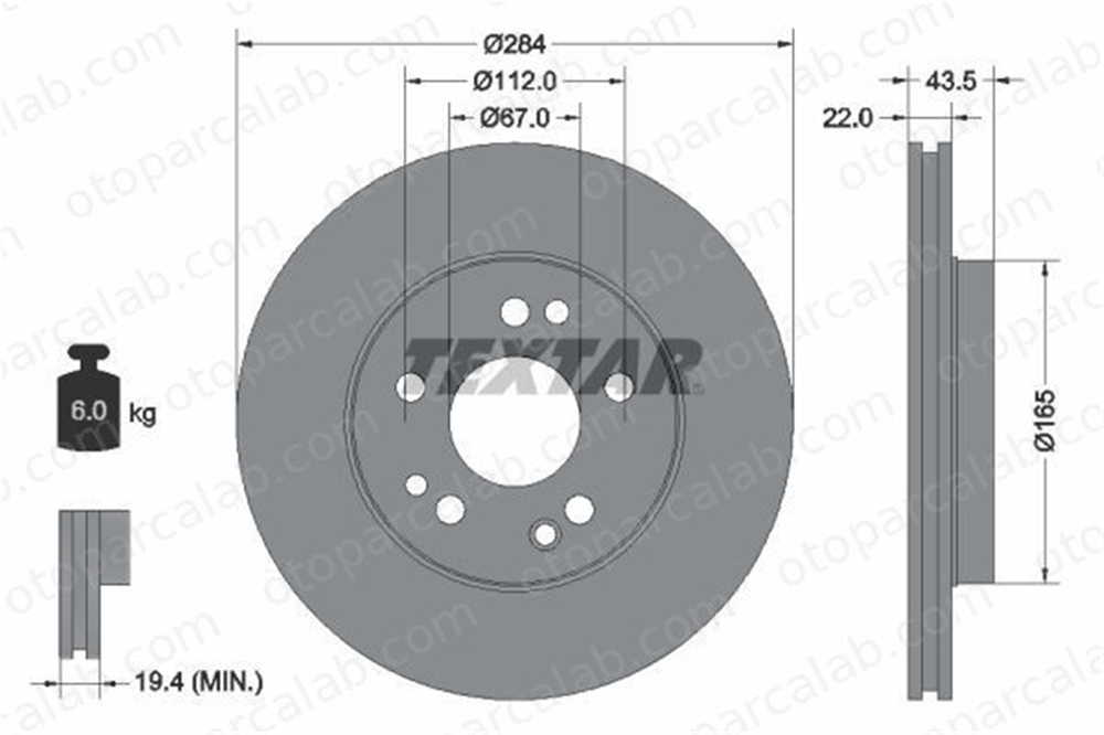 TEXTAR 92031900 Fren Disk Ayna Ön Sağ ve Sol MERCEDES-BENZ 124 T-Model 124 Sedan A1244211612 1244211612