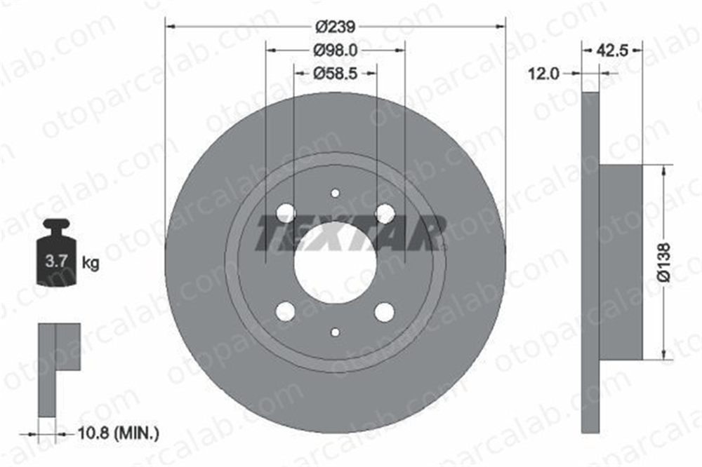 TEXTAR 92039100 Fren Disk Ayna Ön Sağ ve Sol LADA SAMARA SAMARA Sedan 21083501070