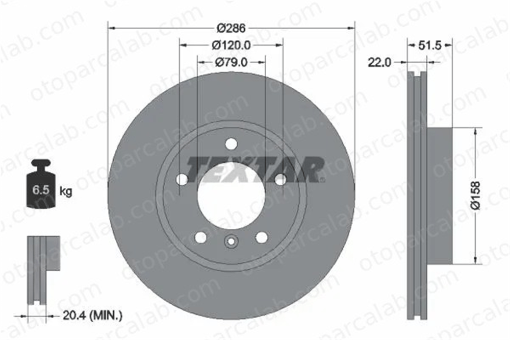 TEXTAR 92055605 Fren Disk Ayna Ön Sağ ve Sol BMW 3 3 Touring 34116864060 1160674