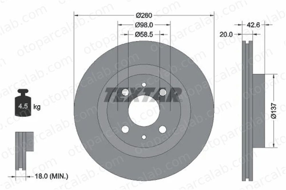 TEXTAR 92112100 Fren Disk Ayna Ön Sağ ve Sol LADA 110 111 402065PA0E 21120350107000