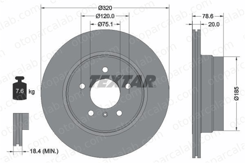 TEXTAR 92161103 Fren Disk Ayna Arka Sağ ve Sol BMW X5 X6 34216886479 34216771970