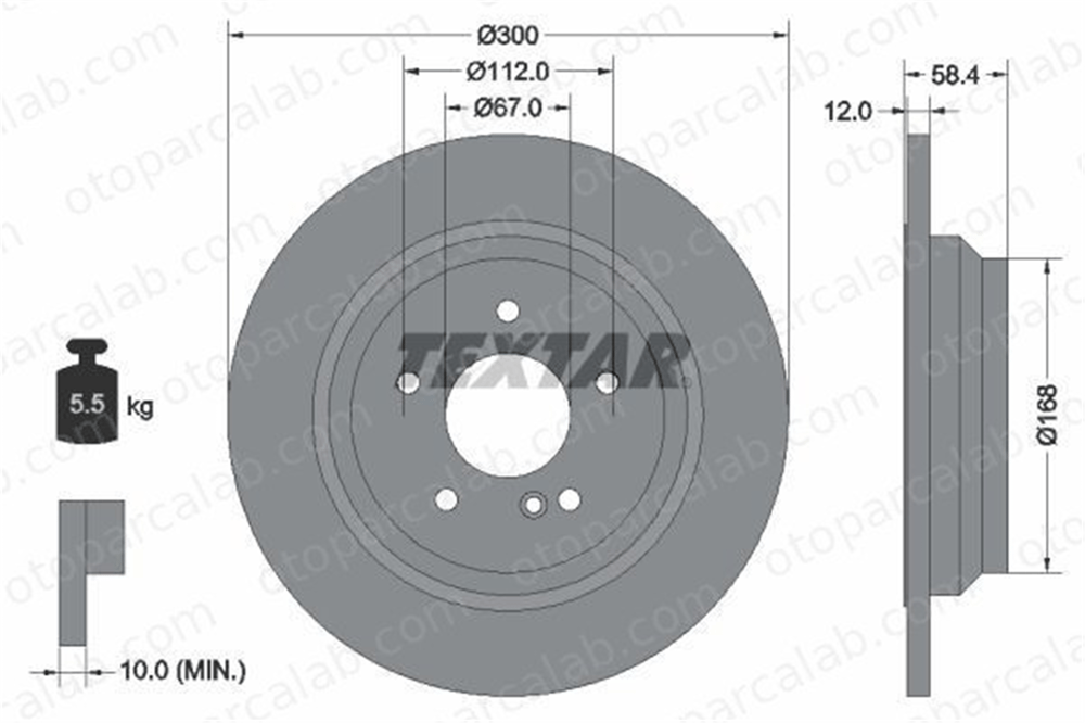 TEXTAR 92176503 Fren Disk Ayna Arka Sağ ve Sol MERCEDES-BENZ S-SERISI SL A2214230712 2214230712