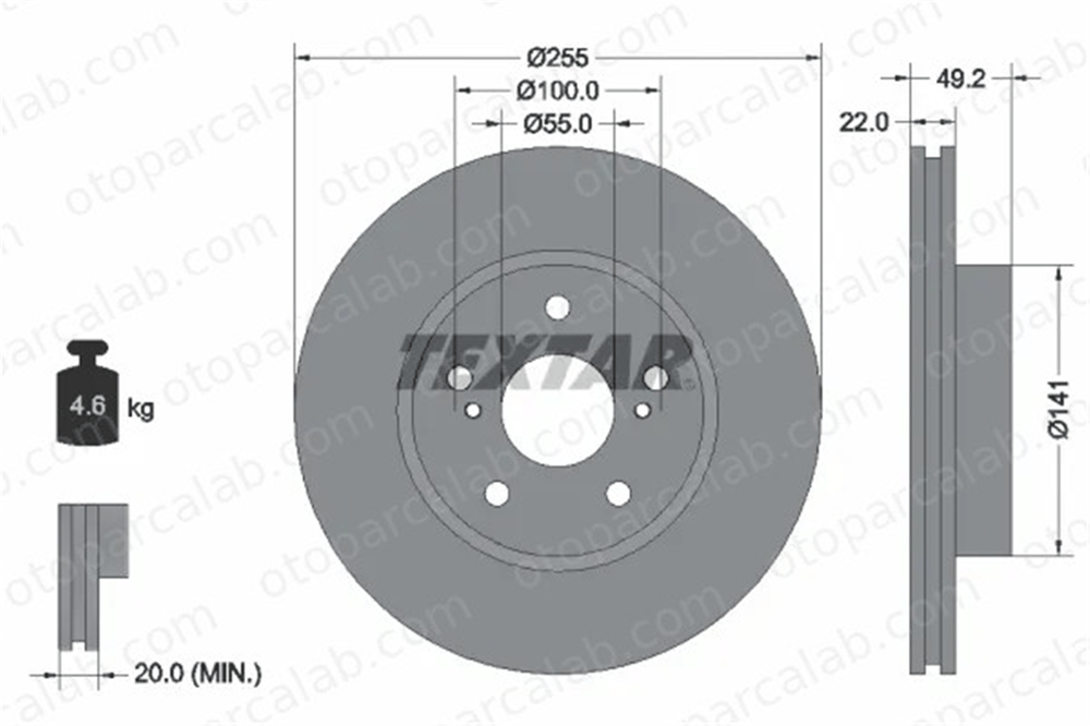 TEXTAR 92179503 Fren Disk Ayna Arka Sağ ve Sol TOYOTA AVENSIS Sedan AVENSIS Station wagon 4351247030