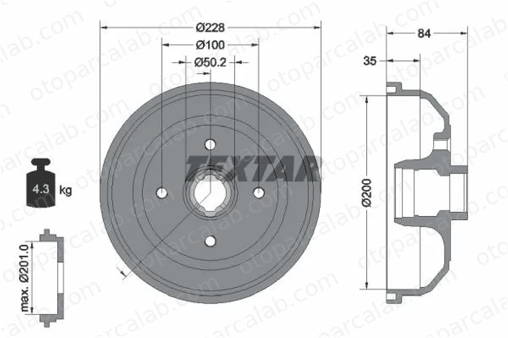 TEXTAR 94009900 Kampana Arka Sağ veya Sol OPEL CORSA A Hatchback CORSA A TR 191501615B 418117