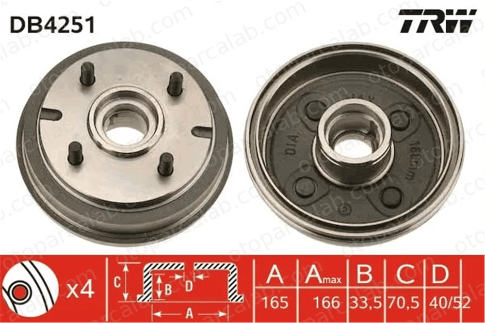 TRW DB4251 Kampana Arka Sağ veya Sol DAIHATSU CUORE II CUORE IV 4240387217 4240387217000