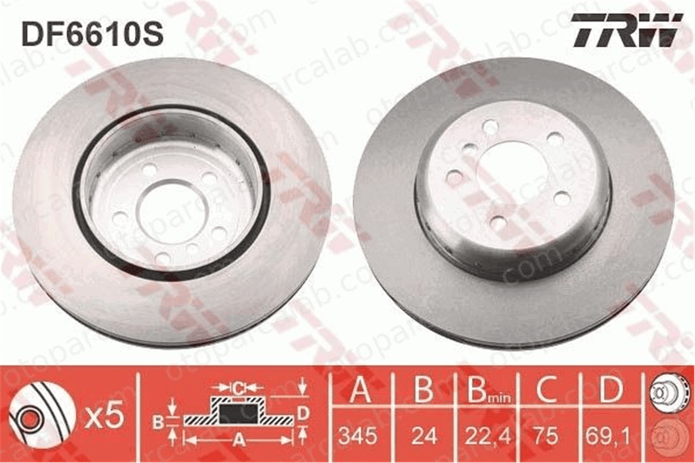 TRW DF6610S Fren Disk Ayna Arka Sağ ve Sol BMW 5 Touring 7 34216775289 34206894381