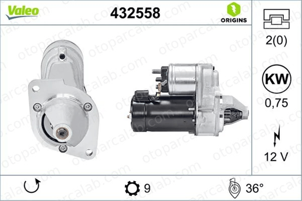VALEO 432558 Marş Dinamosu CITROËN 2 CV DYANE 5802Q4 5426014