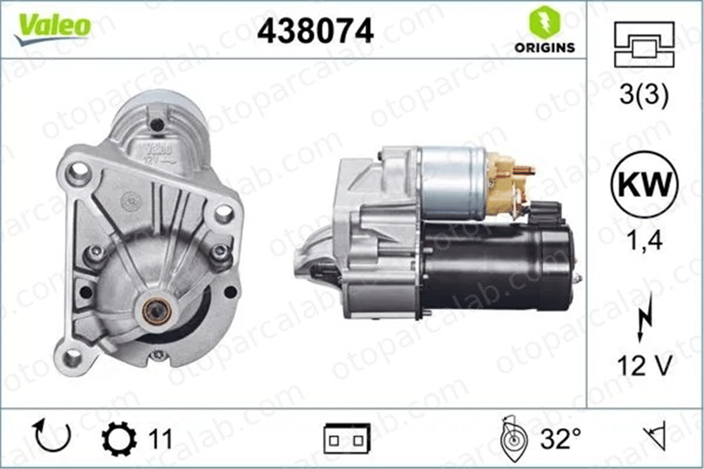 VALEO 438074 Marş Dinamosu RENAULT CLIO II Kasa/eğik arka OPEL ARENA Panelvan/Van 7700102800 7700106426