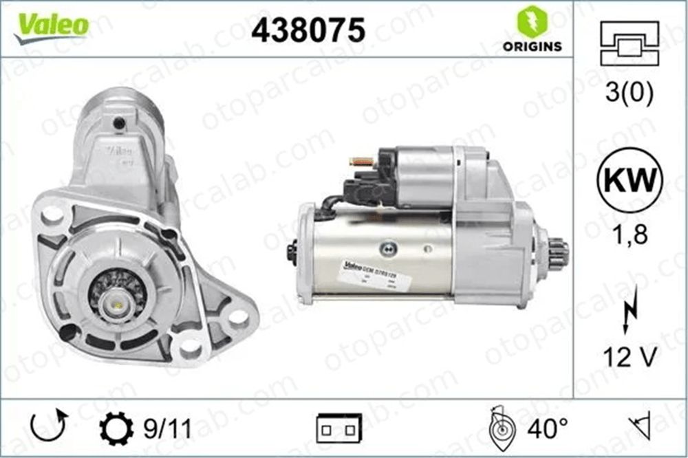 VALEO 438075 Marş Dinamosu VW GOLF III VENTO 20911023PX 020911023PX