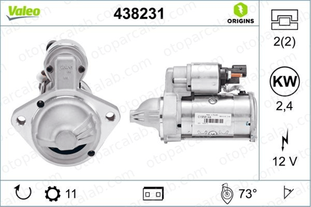 VALEO 438231 Marş Dinamosu VW CRAFTER 30-35 Minibüs/Otobüs CRAFTER 30-50 Panelvan/Van 76911023B 076911023B