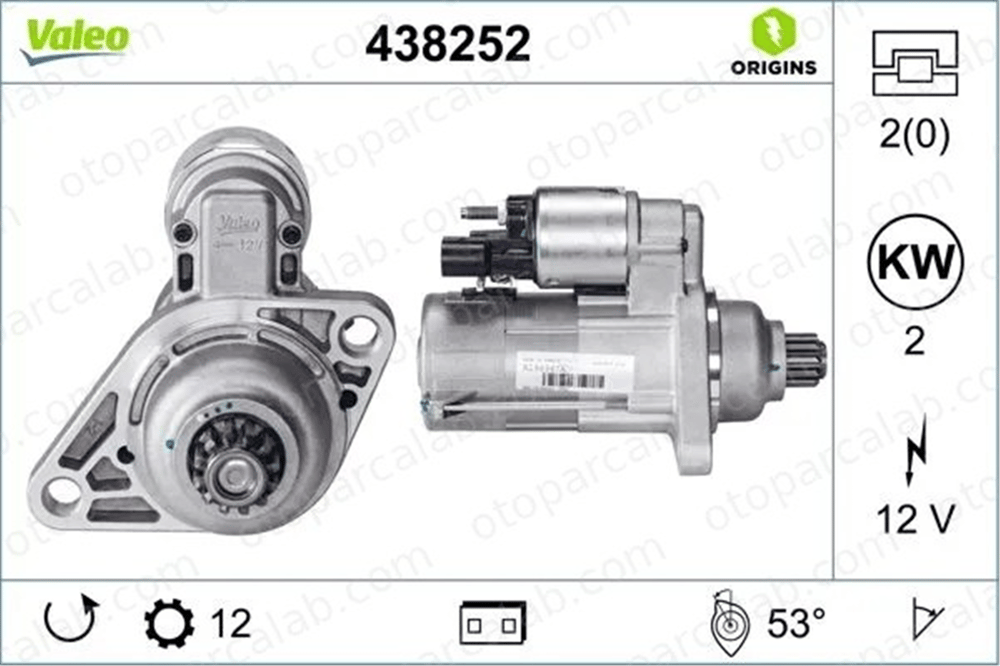 VALEO 438252 Marş Dinamosu VW GOLF VII Variant AUDI A3 Limousine AM911023L 0AM911023L