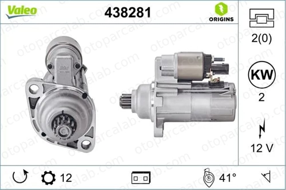VALEO 438281 Marş Dinamosu SKODA OCTAVIA III Combi VW TRANSPORTER T6 / CARAVELLE T6 Minibüs/Otobüs 2M911024M 02M911024M