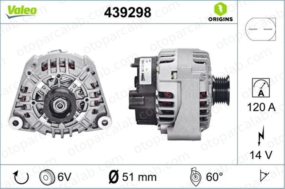 VALEO 439298 Alternatör CHRYSLER CROSSFIRE CROSSFIRE Roadster A0131548102 5097755AA