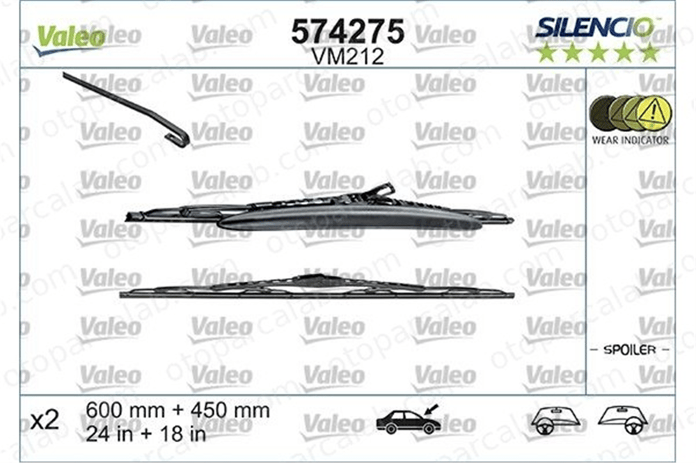 VALEO 574275 Silecek Süpürgesi Ön 600/450 mm - 24/18 inç CITROËN C3 I C2 6426NF 6426NH