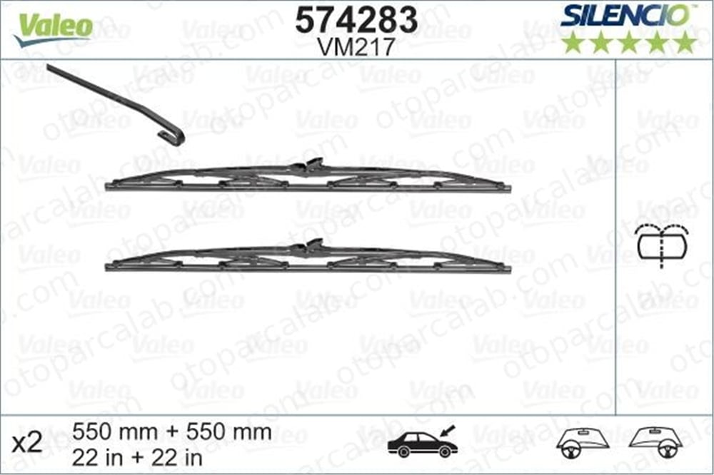 VALEO 574283 Silecek Süpürgesi Ön 550/550 mm - 22/22 inç PEUGEOT 405 I 405 I Break NGR550SR