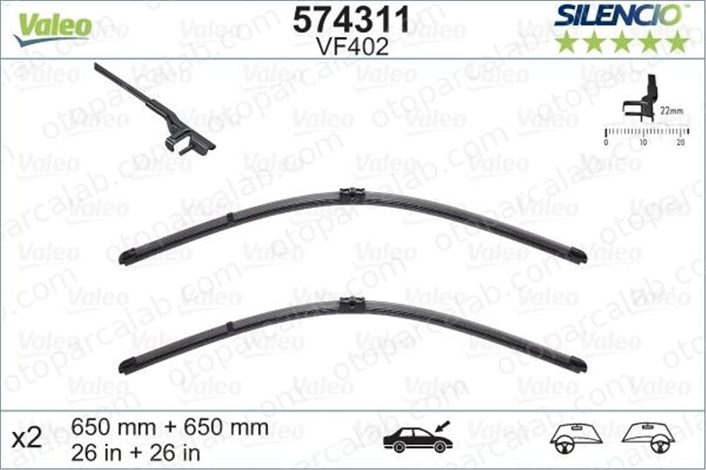 VALEO 574311 Silecek Süpürgesi Ön 650/650 mm - 26/26 inç MERCEDES-BENZ E-SERISI PORSCHE CAYENNE A2118200945 A2118201345