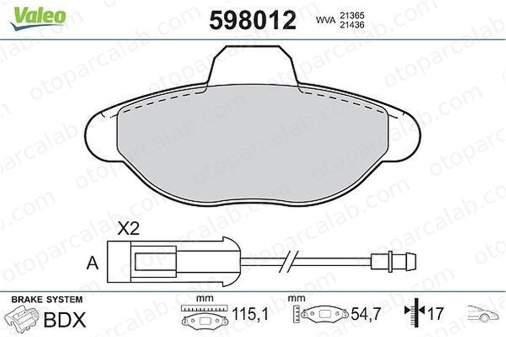 VALEO 598012 Fren Disk Balata Ön FIAT PUNTO CINQUECENTO 5892786 05892786