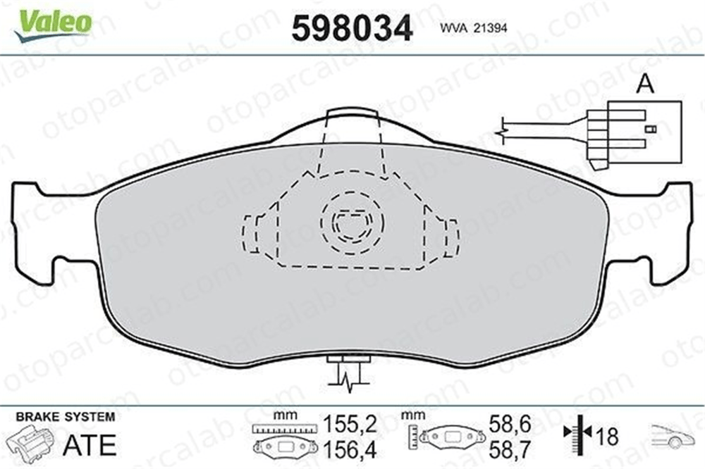 VALEO 598034 Fren Disk Balata Ön FORD MONDEO I MONDEO I Sedan 1632792 6704269