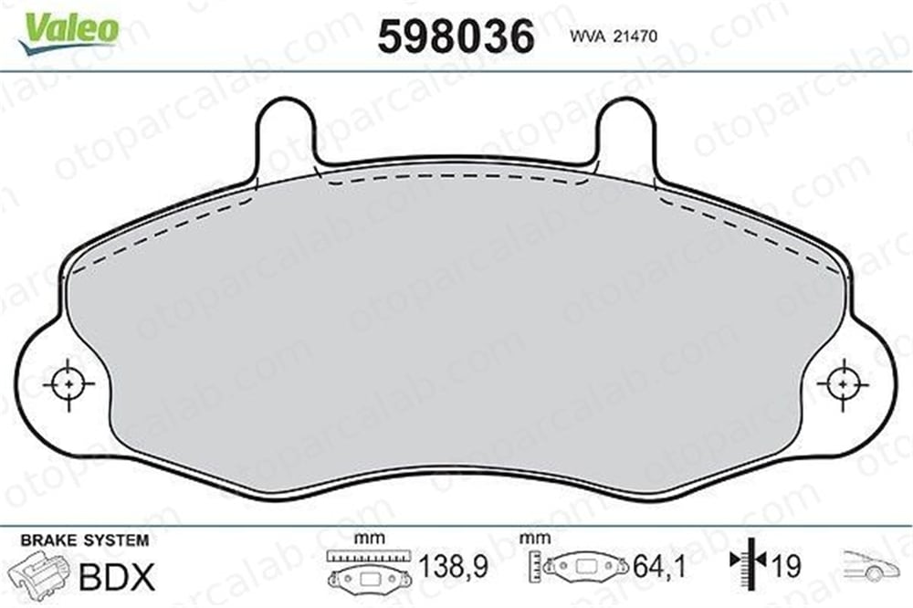 VALEO 598036 Fren Disk Balata Ön FORD TRANSIT Minibüs/Otobüs TRANSIT Panelvan/Van AM93VX2K021A2A 1605979