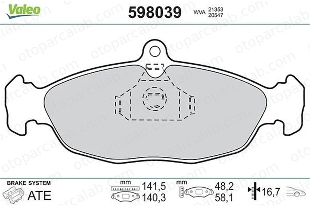 VALEO 598039 Fren Disk Balata Ön OPEL ASTRA F Station wagon VECTRA A 90374748 11046148
