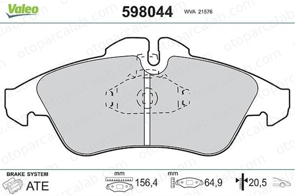 VALEO 598044 Fren Disk Balata Ön MERCEDES-BENZ SPRINTER 3-t Panelvan/Van SPRINTER 3-t Minibüs/Otobüs 9014210610 24203920
