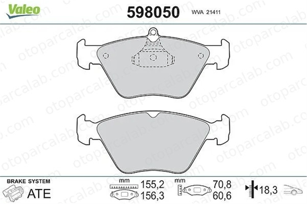 VALEO 598050 Fren Disk Balata Ön SAAB 900 II Coupe 900 II Cabrio 1605855 1605003