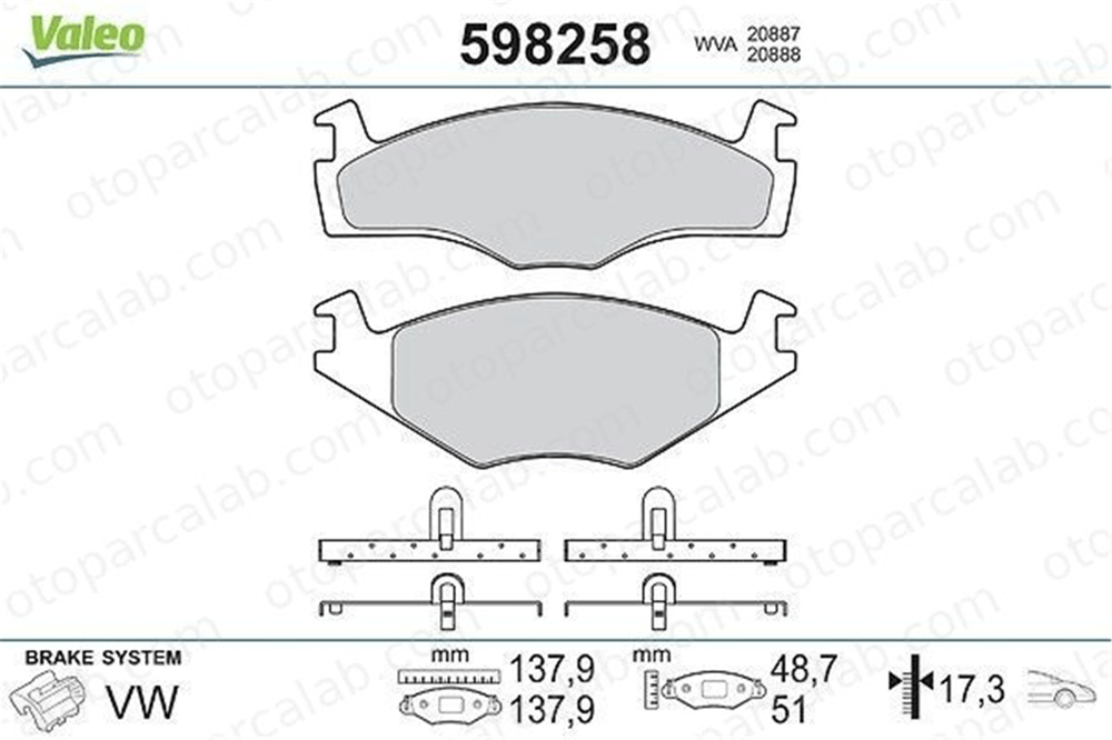 VALEO 598258 Fren Disk Balata Ön VW POLO Coupe POLO III CLASSIC 867698151