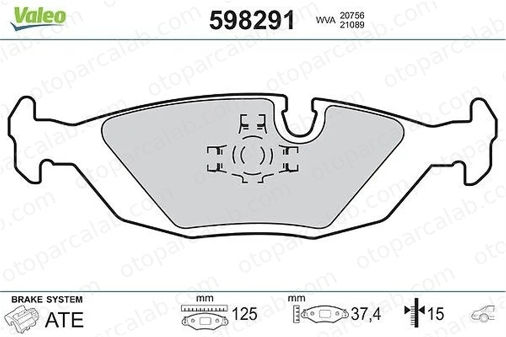 VALEO 598291 Fren Disk Balata Arka SAAB 9000 9000 Hatchback 33425349 4196317