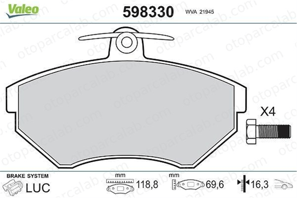 VALEO 598330 Fren Disk Balata Ön VW GOLF III SEAT CORDOBA 1HM698151 1HM698151A