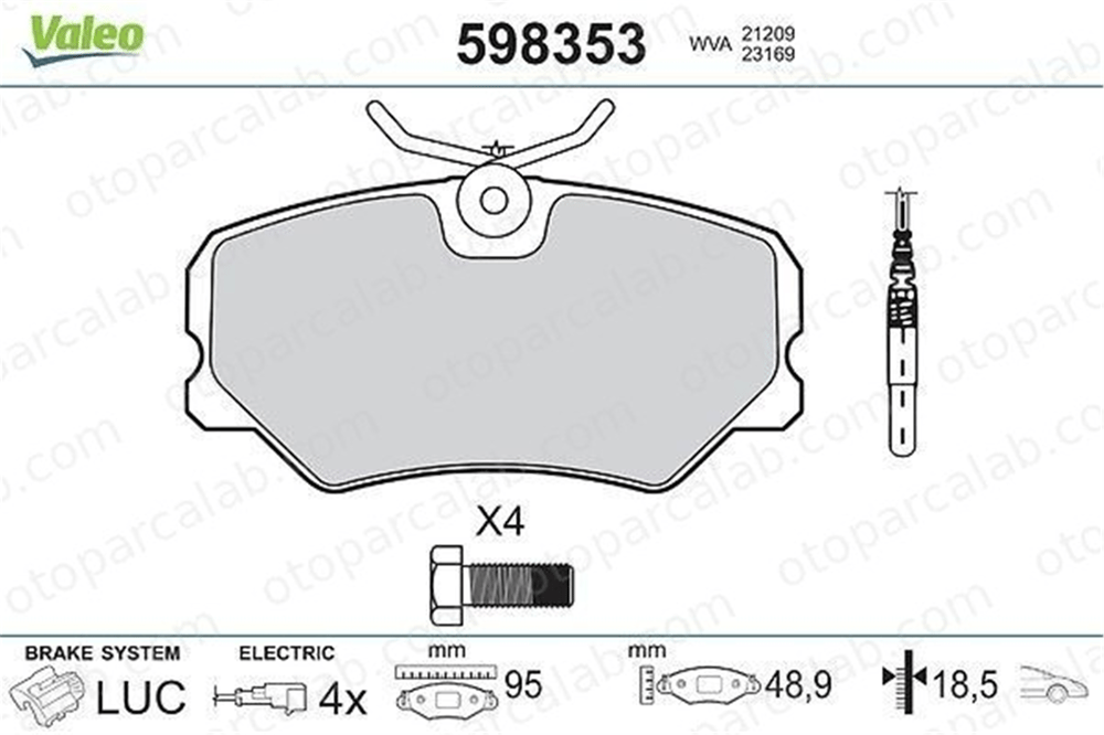 VALEO 598353 Fren Disk Balata Ön PEUGEOT 405 I 405 I Break 425107 89040317